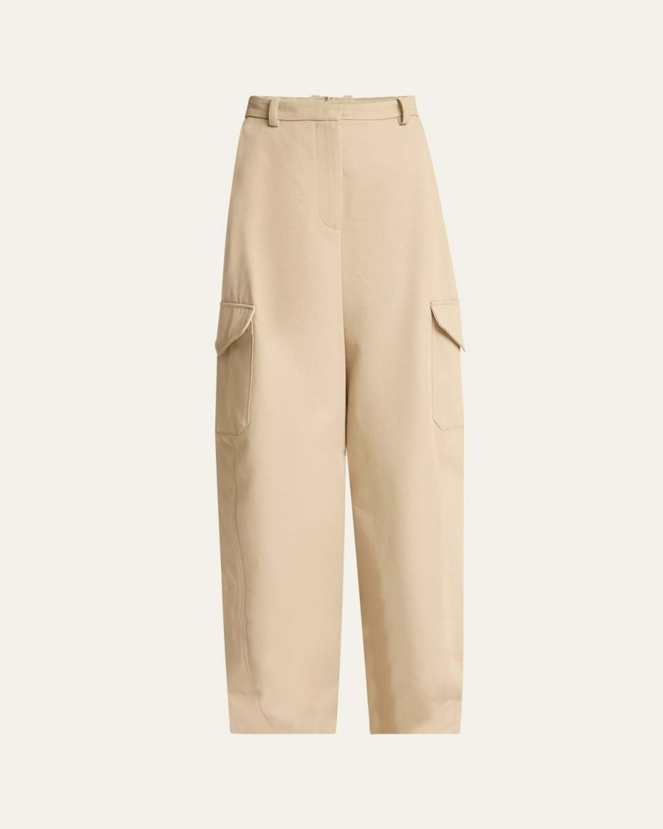 Barrel Leg Cargo Wool Trousers